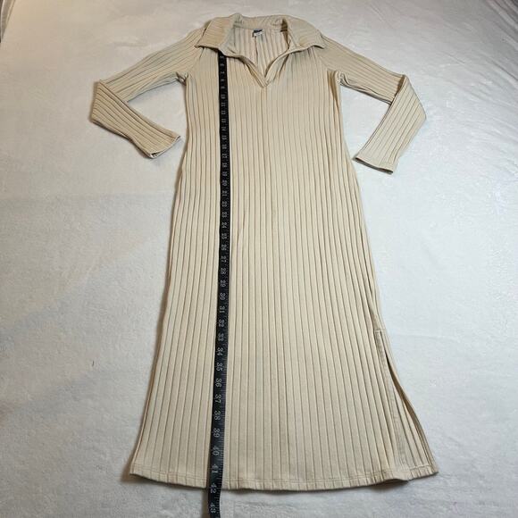 Old Navy Ribbed Knee Length Shirt Dress Size Small Academia Casual Neutral - Picture 8 of 8